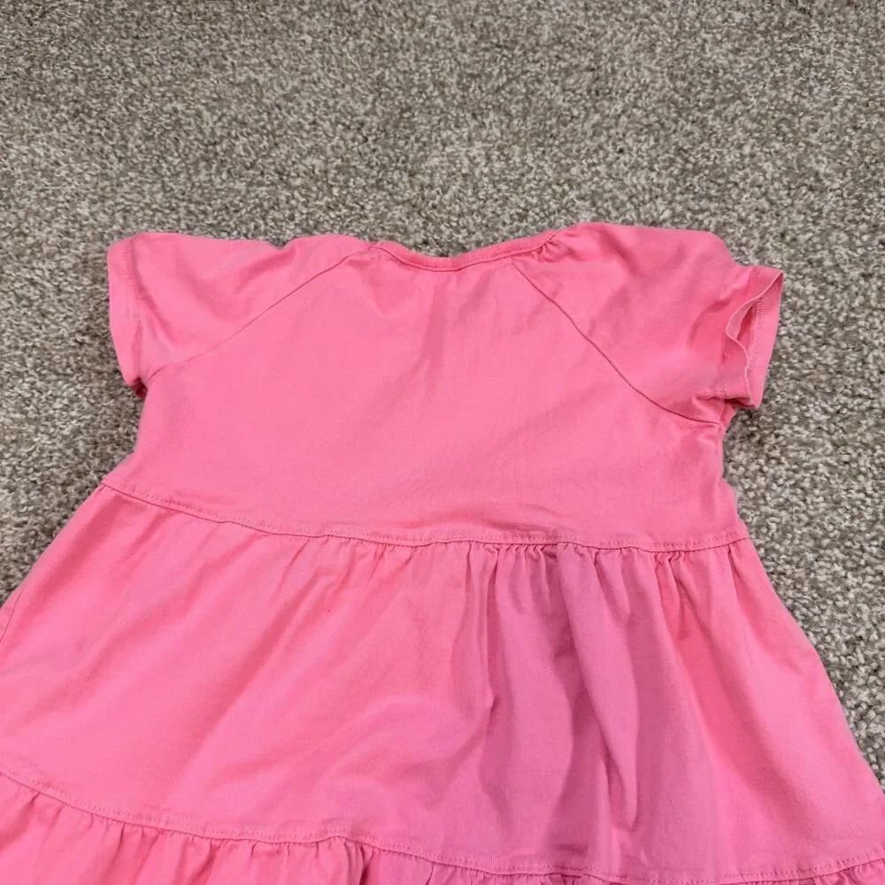 Hanna Andersson Little Girls Dress ize US 6-7 Pink Short Sleeve 100% Cotton